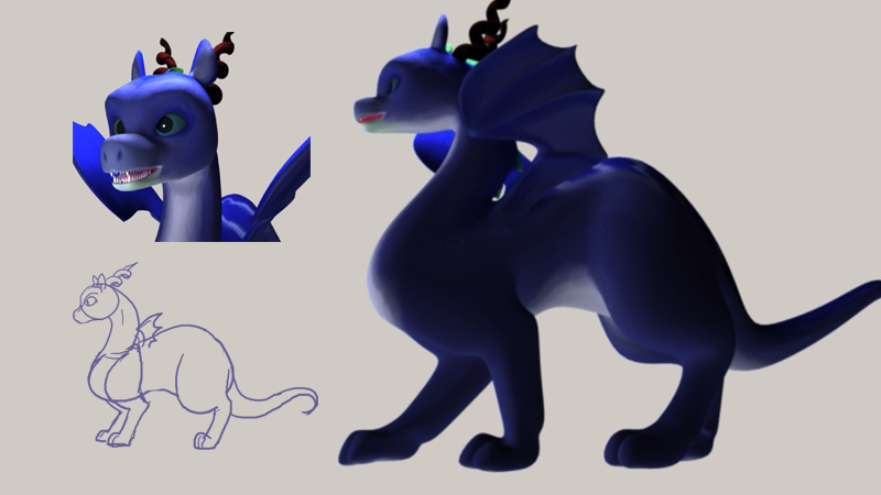 Quadruped character desgin, model, and rig for a short 3D animation in Maya